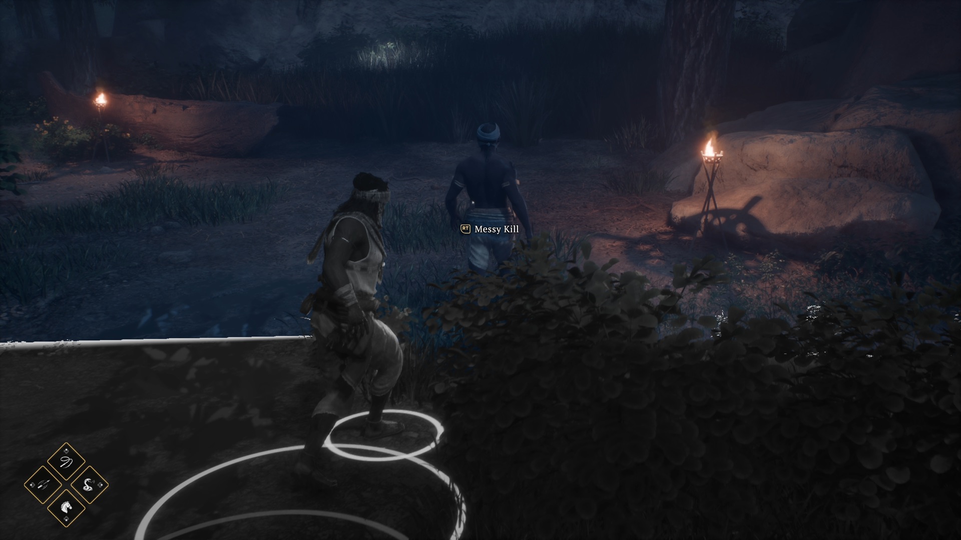Closing on an unaware guard at night